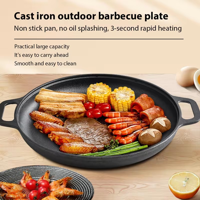 Heavy-Duty Cast Iron Fry Pan w - Egg Waffle Pan recension och pris